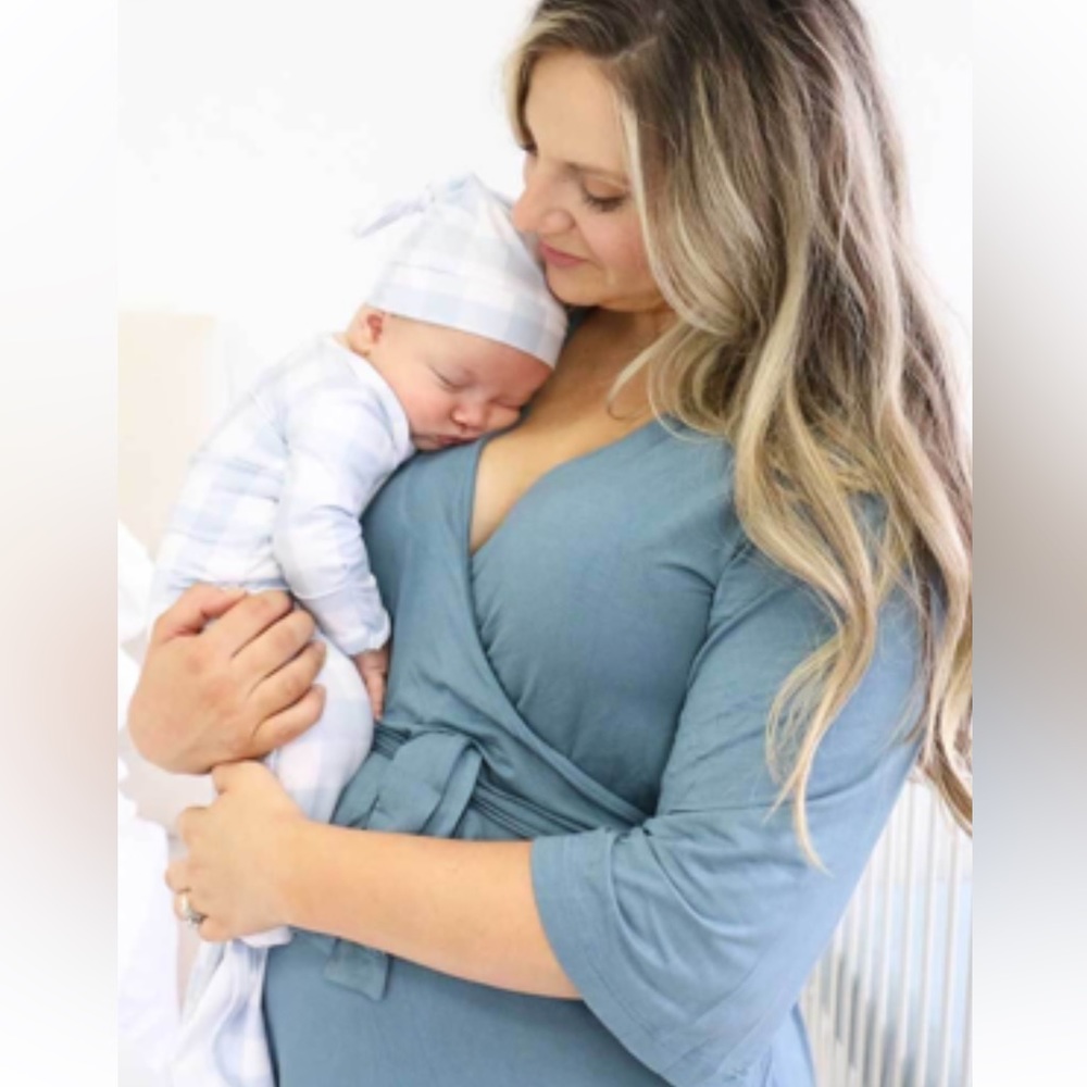 Caden Lane Maternity Robe Dusty Blue